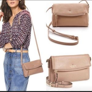 Kate Spade Cobble Hill Mini Carson Crossbody Leather Bag Nude Cream